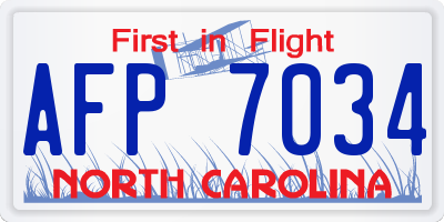 NC license plate AFP7034