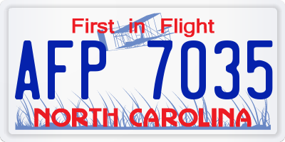 NC license plate AFP7035