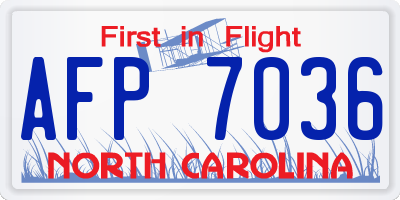 NC license plate AFP7036