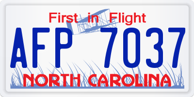 NC license plate AFP7037