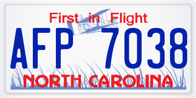 NC license plate AFP7038