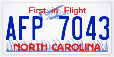 NC license plate AFP7043