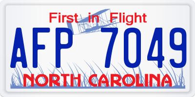 NC license plate AFP7049