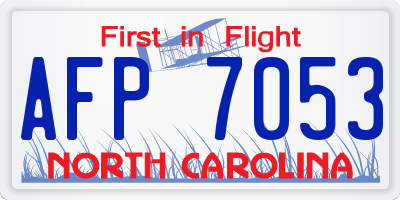 NC license plate AFP7053