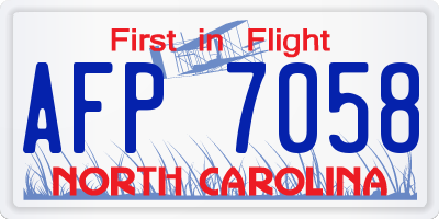NC license plate AFP7058