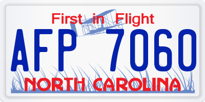 NC license plate AFP7060