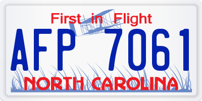 NC license plate AFP7061