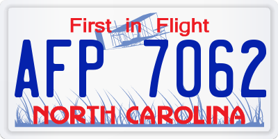 NC license plate AFP7062