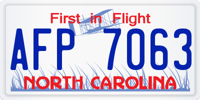 NC license plate AFP7063