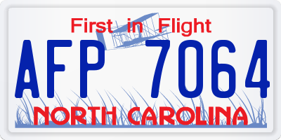 NC license plate AFP7064