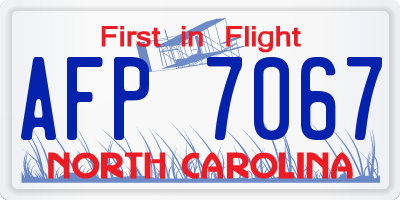 NC license plate AFP7067