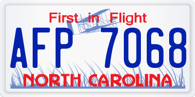 NC license plate AFP7068