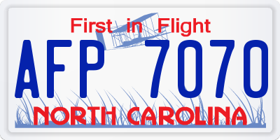 NC license plate AFP7070