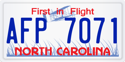 NC license plate AFP7071