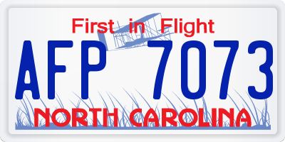 NC license plate AFP7073