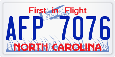 NC license plate AFP7076