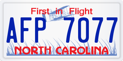 NC license plate AFP7077