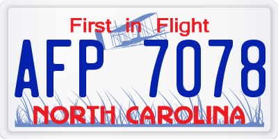NC license plate AFP7078