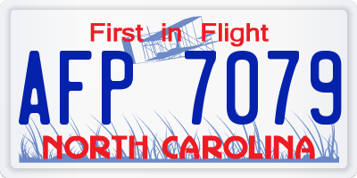 NC license plate AFP7079