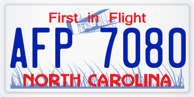 NC license plate AFP7080
