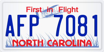 NC license plate AFP7081