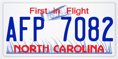 NC license plate AFP7082