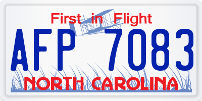 NC license plate AFP7083