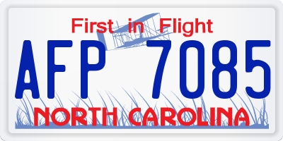 NC license plate AFP7085