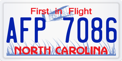 NC license plate AFP7086