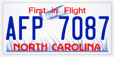 NC license plate AFP7087
