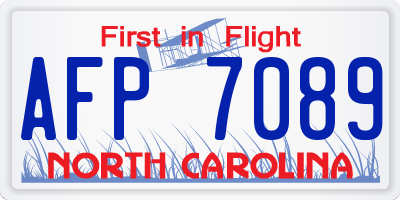NC license plate AFP7089