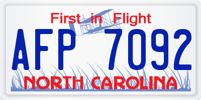 NC license plate AFP7092