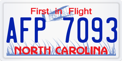NC license plate AFP7093