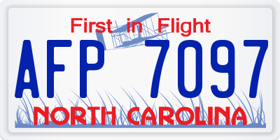 NC license plate AFP7097