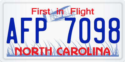NC license plate AFP7098