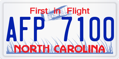 NC license plate AFP7100