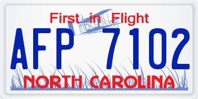 NC license plate AFP7102
