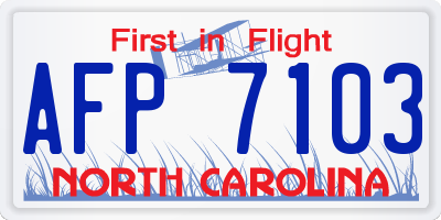 NC license plate AFP7103
