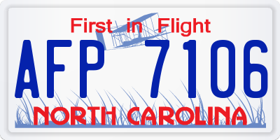 NC license plate AFP7106