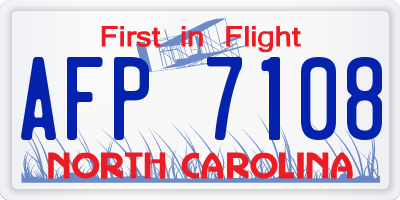 NC license plate AFP7108