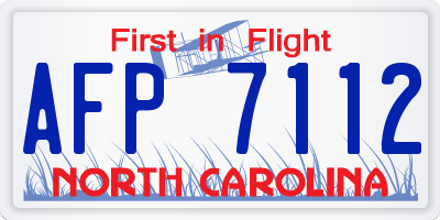 NC license plate AFP7112