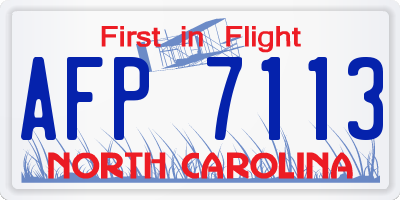 NC license plate AFP7113