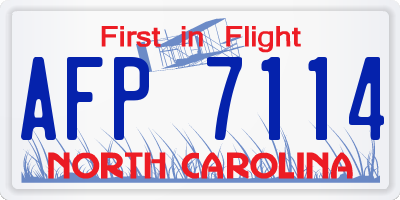 NC license plate AFP7114