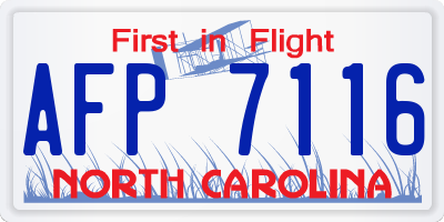 NC license plate AFP7116