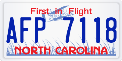 NC license plate AFP7118