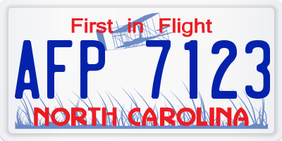 NC license plate AFP7123