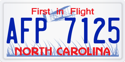 NC license plate AFP7125