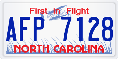 NC license plate AFP7128