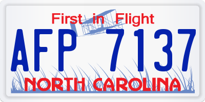 NC license plate AFP7137