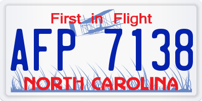 NC license plate AFP7138